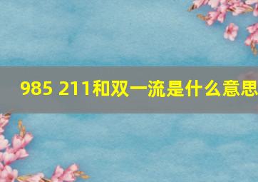 985 211和双一流是什么意思